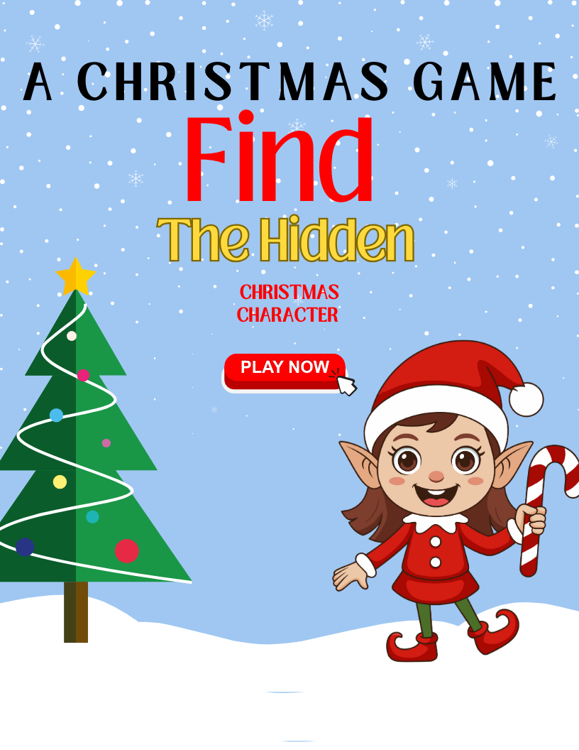 A CHIRSTMAST GAME FIND THE HIDDEN CHRISTMAST CHARACTEER