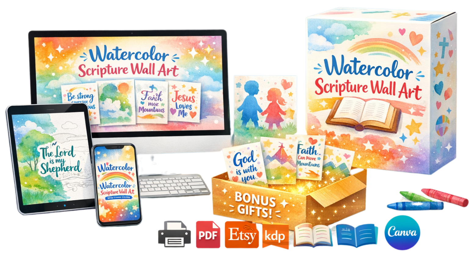 Watercolor Scripture Wall Art Example